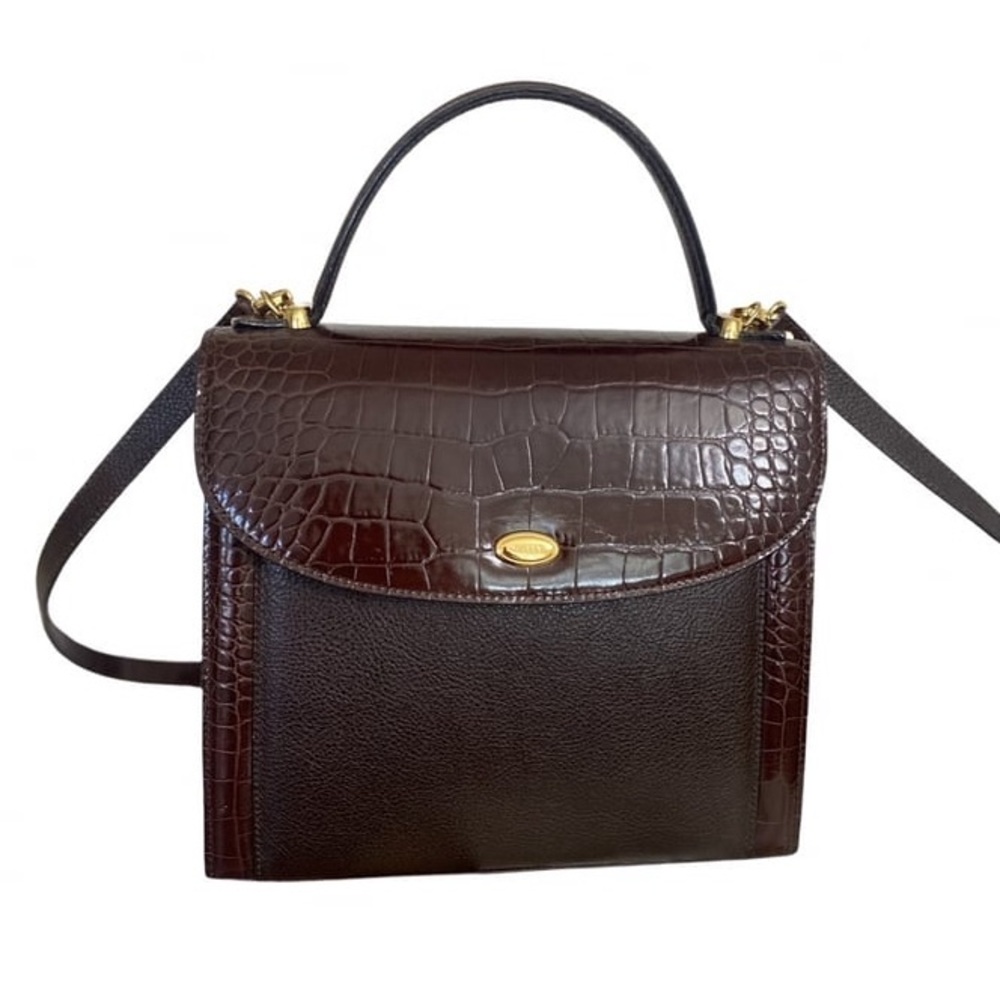 Authentic Bally Brown and Burgendy leather Hand / Crossbody Bag
